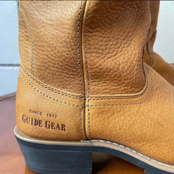 Guide Gear Men’s Genuine Tan Leather Round Toe Western Cowboy Boot | US 9 - Picture 5 of 6
